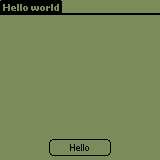 The application screen with the Hello world application