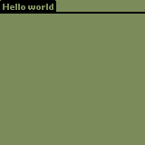 The application screen with the Hello world application