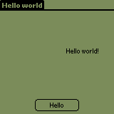 The application has put Hello world! on the screen.