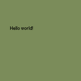 The screen of the Hello world application