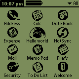 The application screen with the Hello world icon