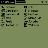 The application screen in list mode shows the small icon
